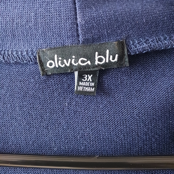 NWOT, Olivia Blu Navy Draped Cardigan Sweater - Picture 3 of 4